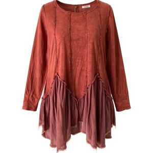 Rust Asymmetrical Tunic Top